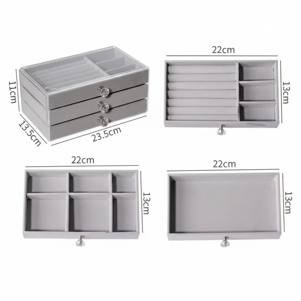 Acrylic Jewelry Organizer With 3 Drawers