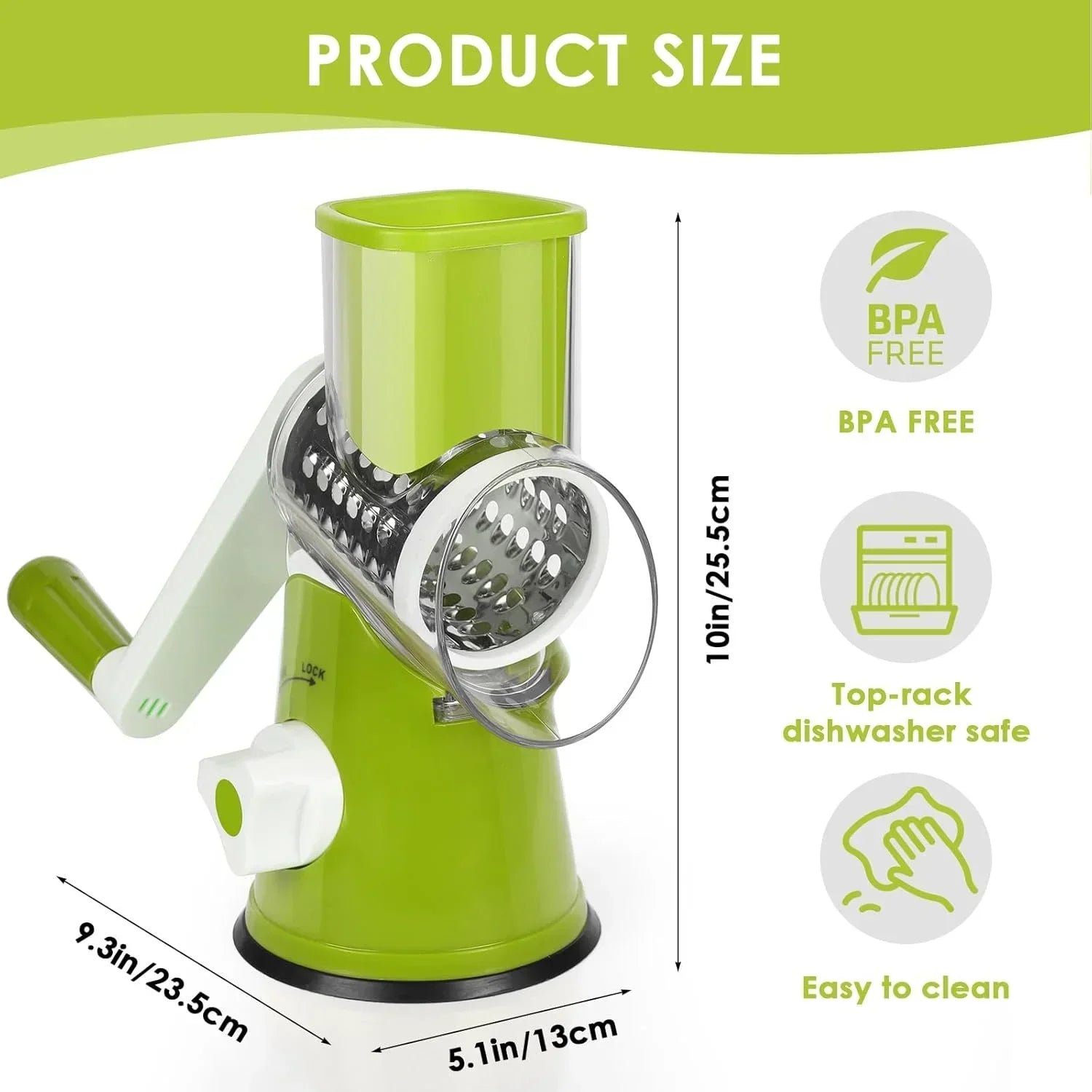 3-in-1 Vegetable Cutter – Multifunctional Rotary Drum Slicer