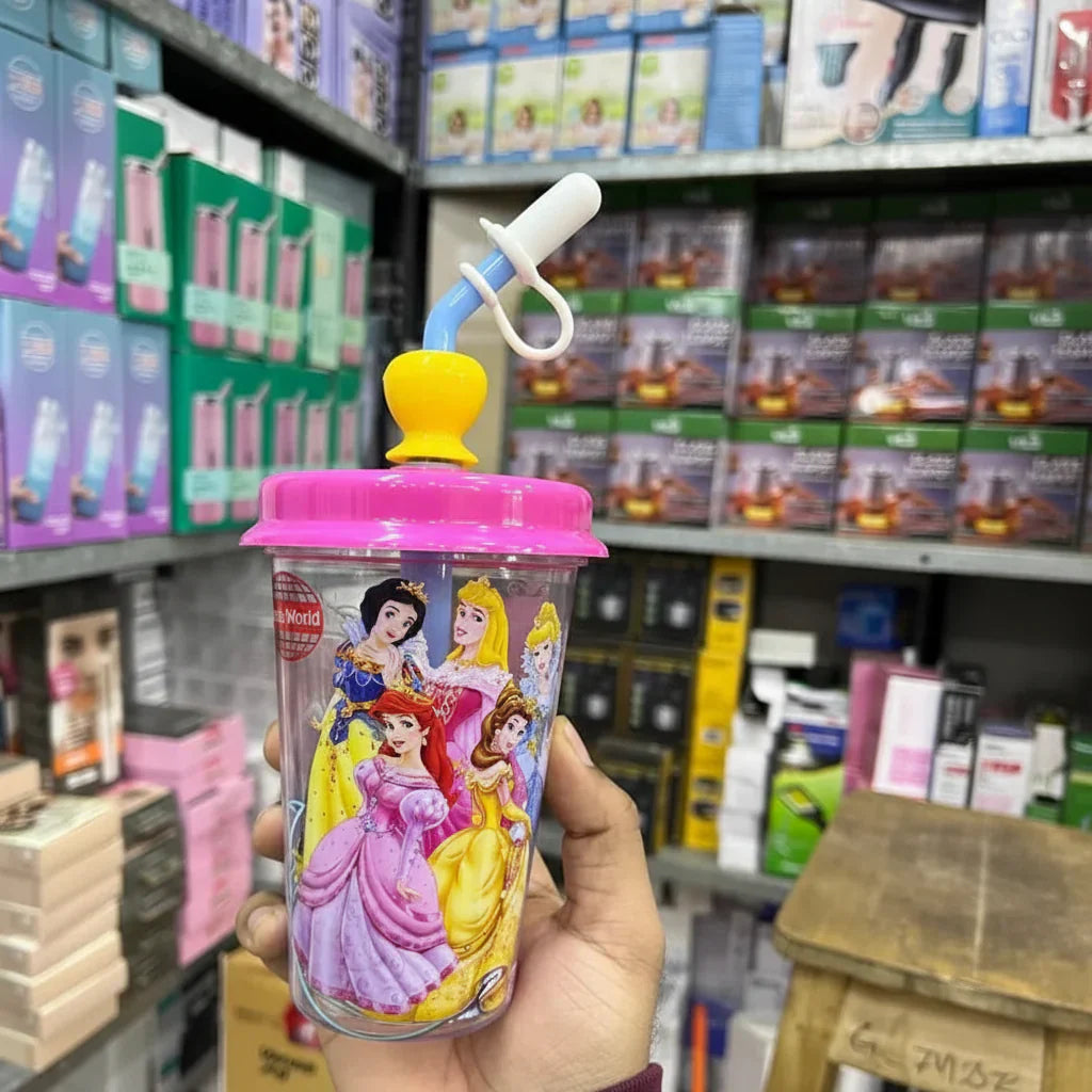 Disney Cartoon themed tumbler with a straw