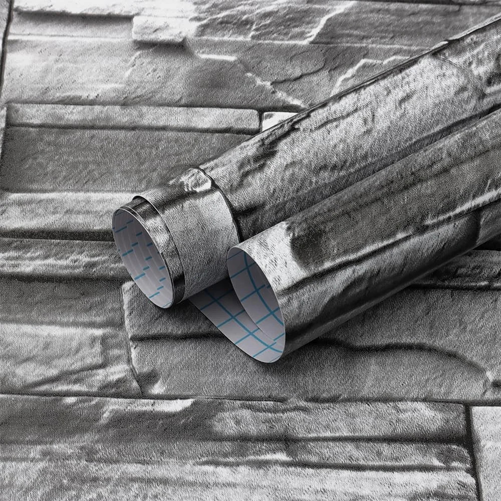 70cm x 77cm - Grey Brick Wallpaper Peel and Stick Wallpaper