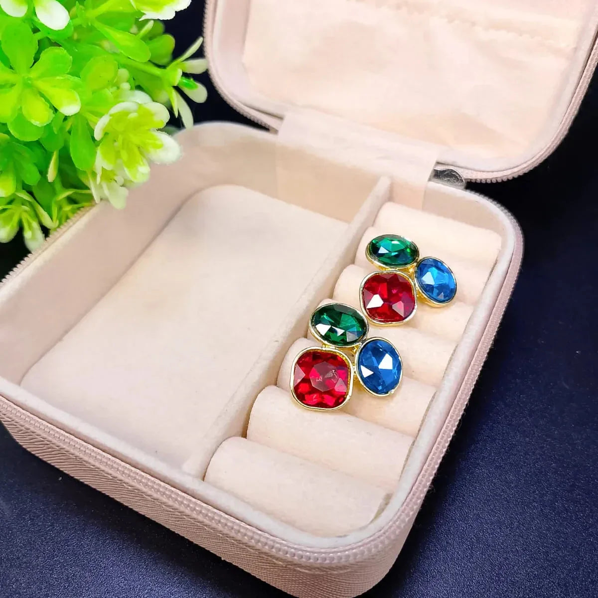 Colorful Oval Geometric Stud