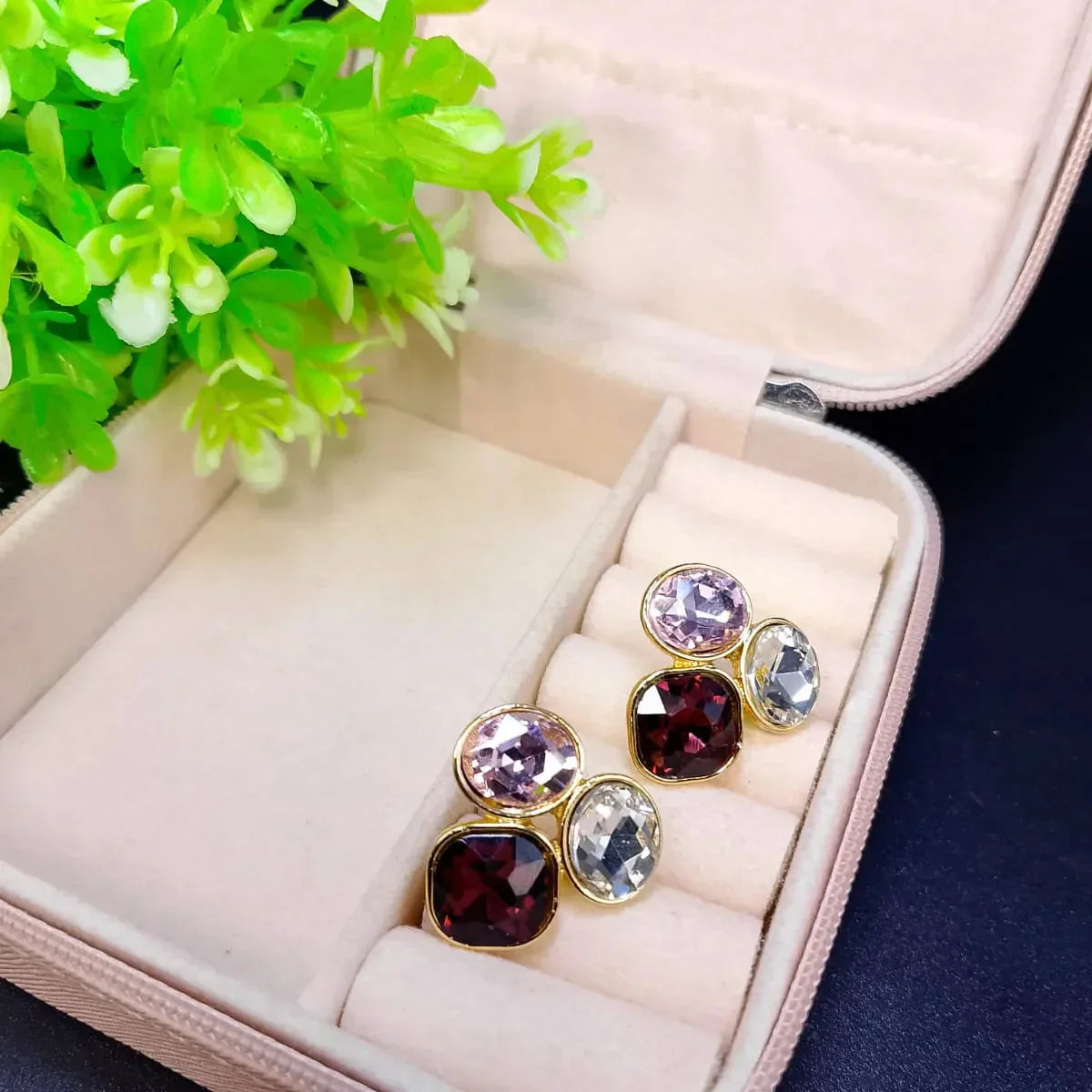 Colorful Oval Geometric Stud