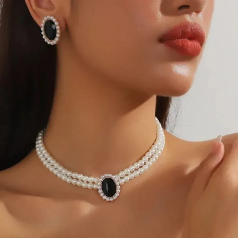 Pearl & Crystal Rhinestone Jewelry Set