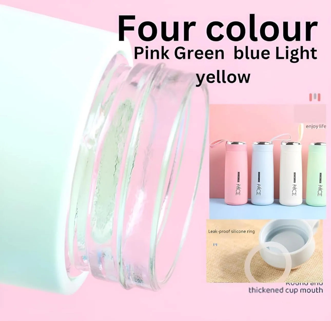 PRO FIT Glass Water Bottle With Silicon Sleeve - 400ml