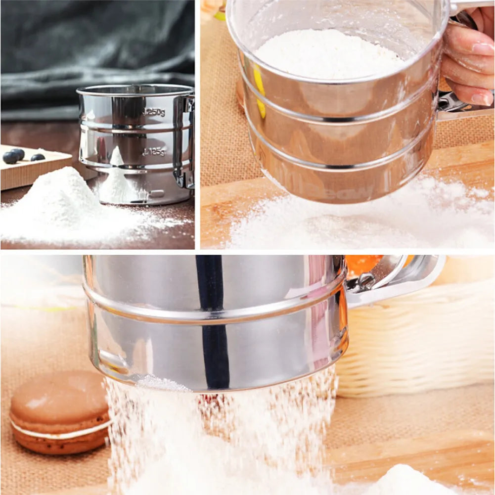Stainless Steel Flour Strainer for Easy, Mess-Free Sifting of 3 Cups