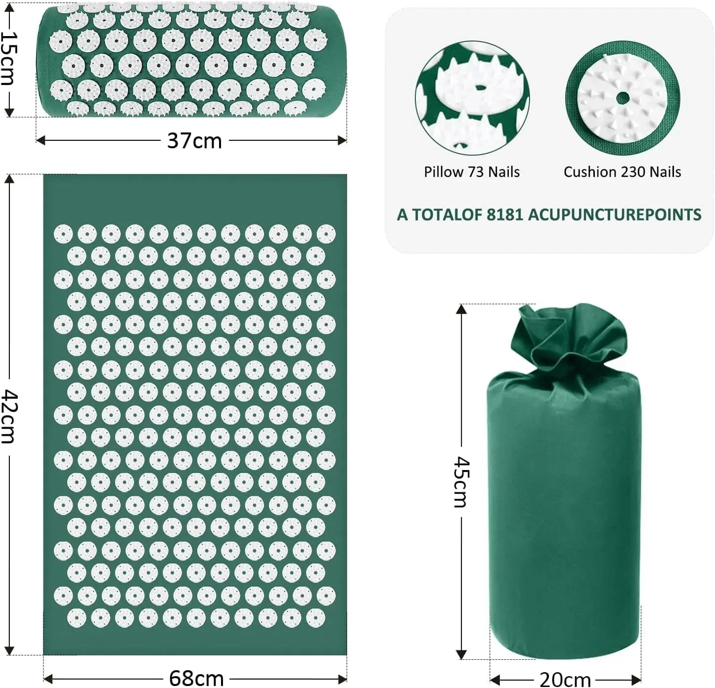 Acupressure Mat and Pillow Set