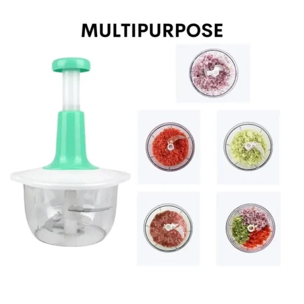 Manual Hand Push Chopper | Multi-functional Vegetable Meat Grinder, Grater, Chopper -2L (Random Color)