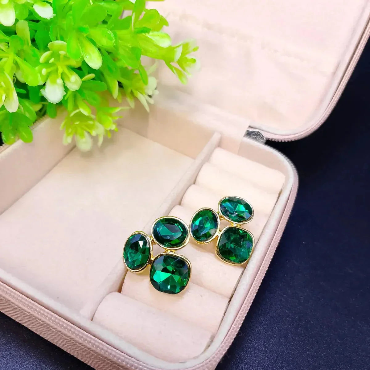 Colorful Oval Geometric Stud
