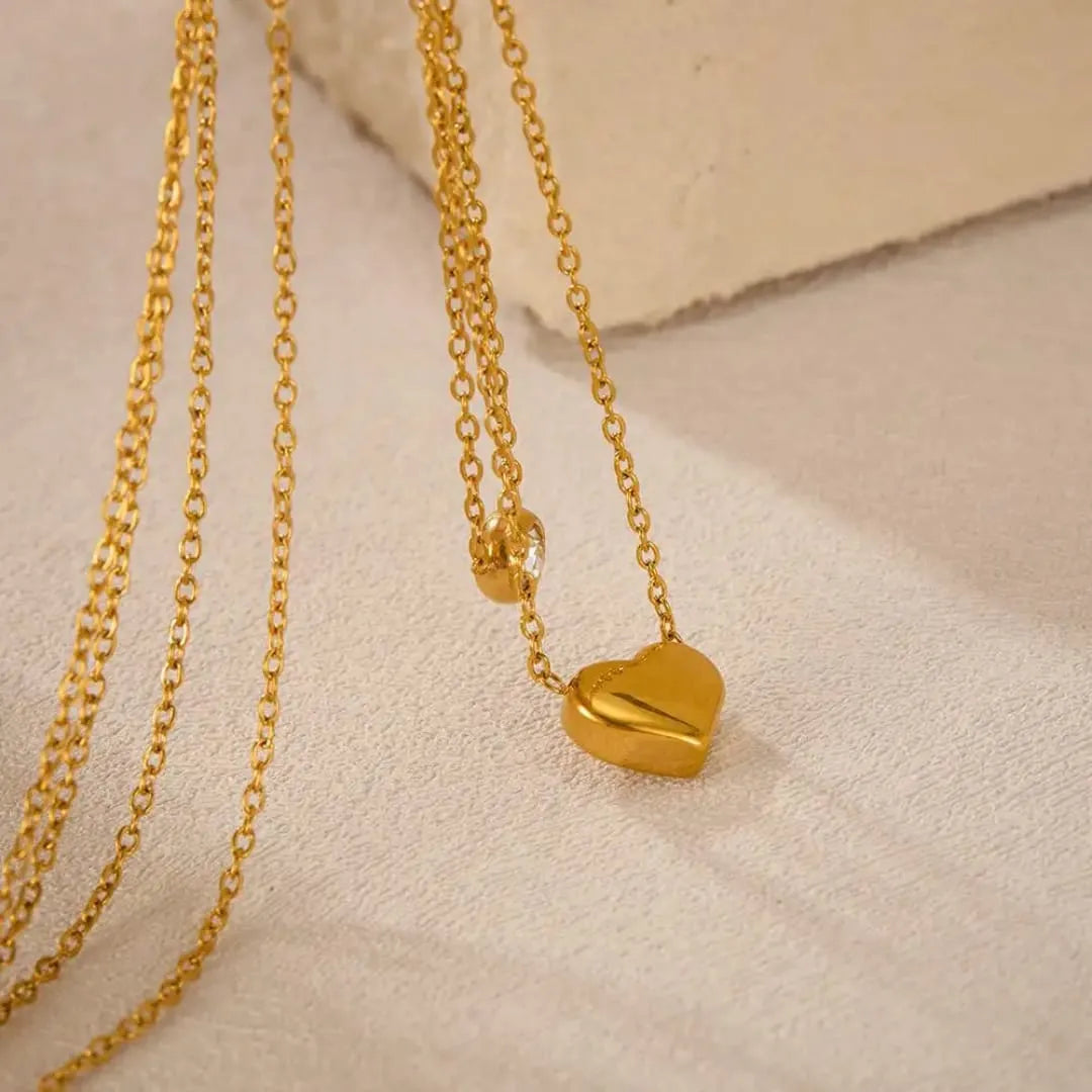 Stainless Steel Heart Double Layer Chain